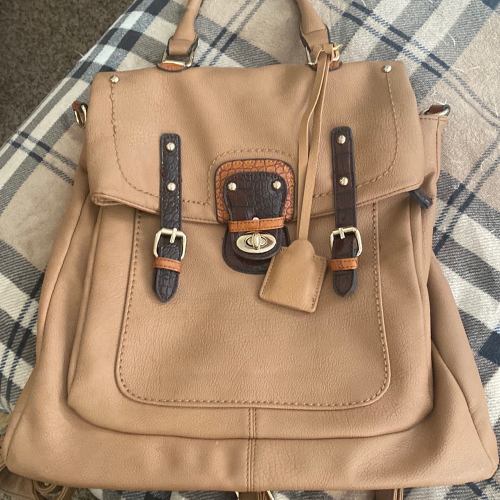 Black Rivet Leather Backpack Purse